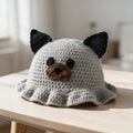 Knotwild handmade crochet dog bucket hat with ruffled brim