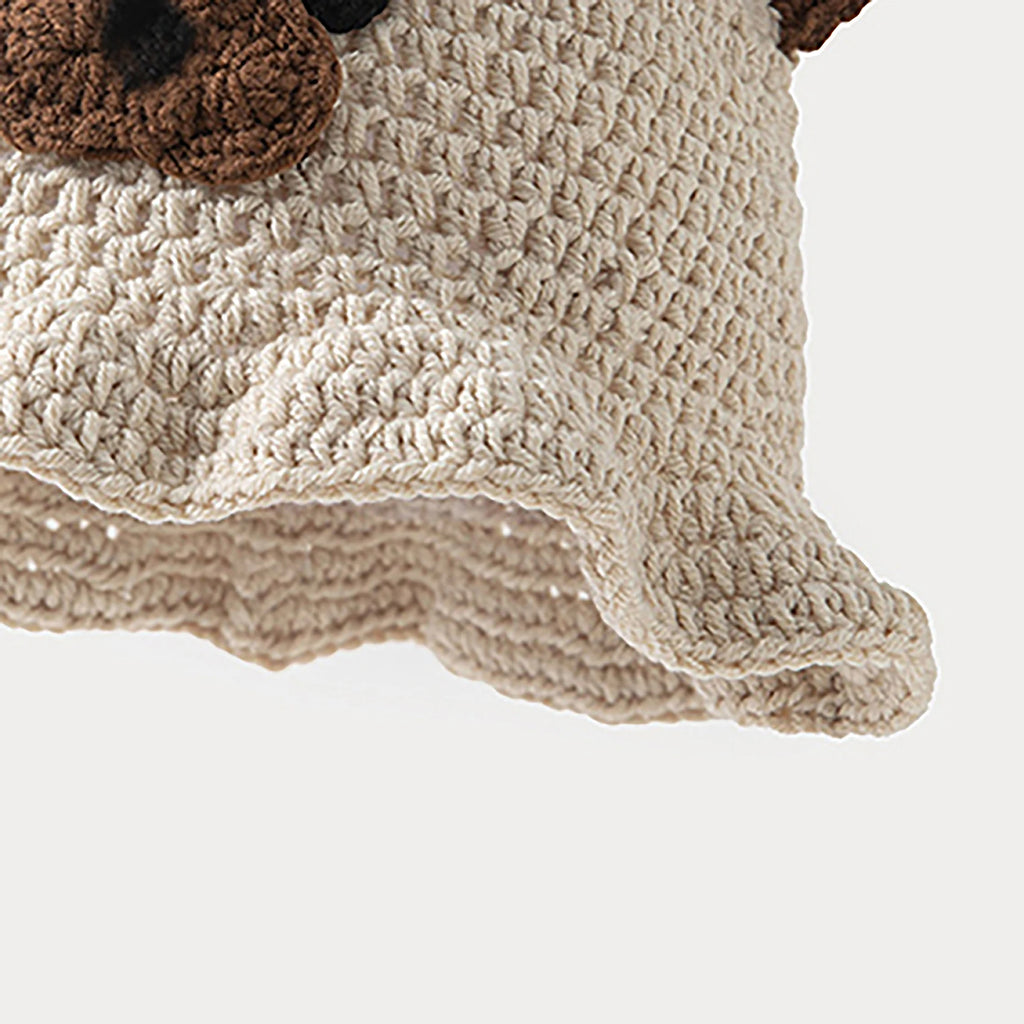 Knotwild handmade crochet dog bucket hat with ruffled brim