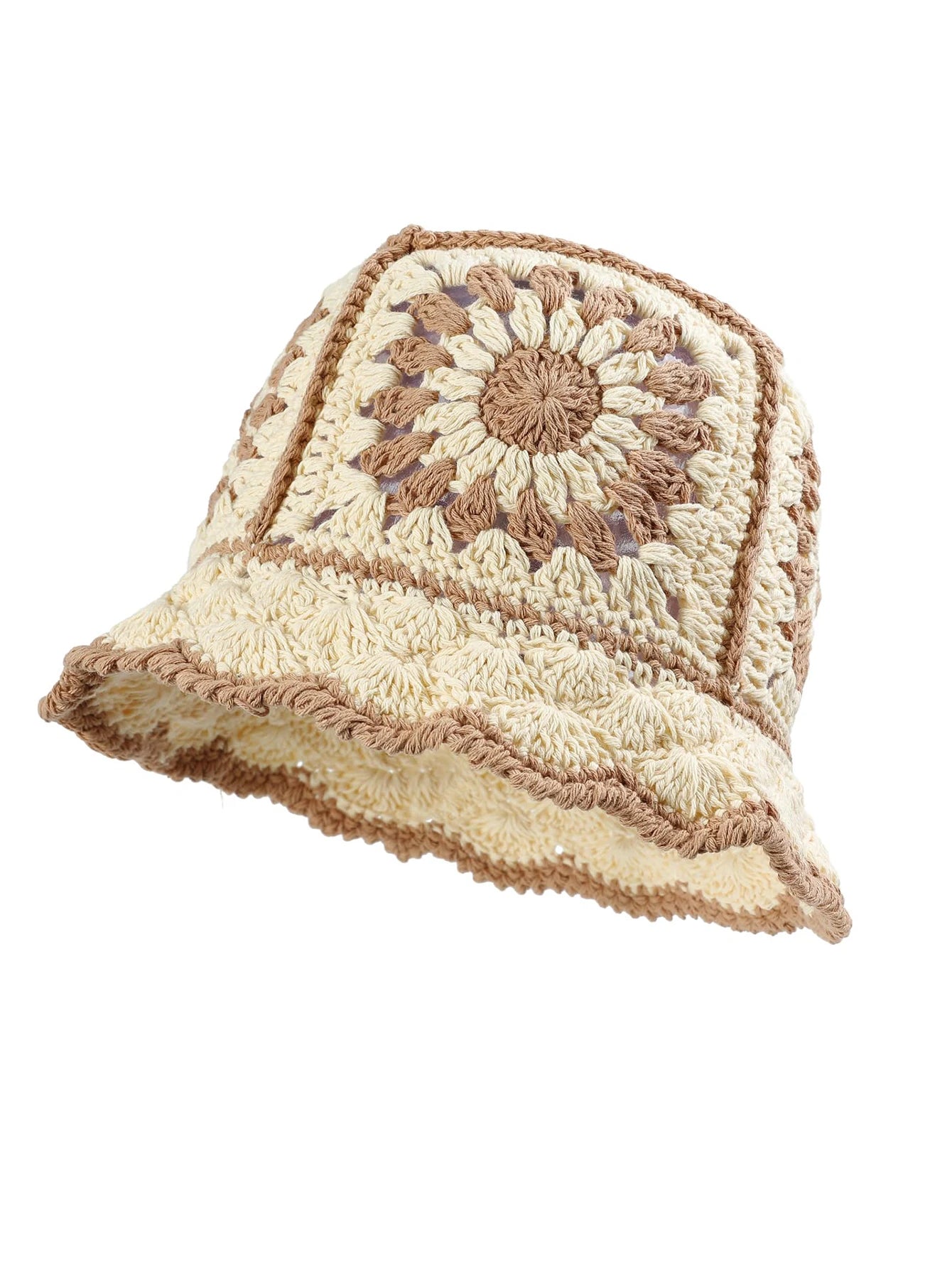Knotwild handmade crochet flower patchwork Y2K bucket hat