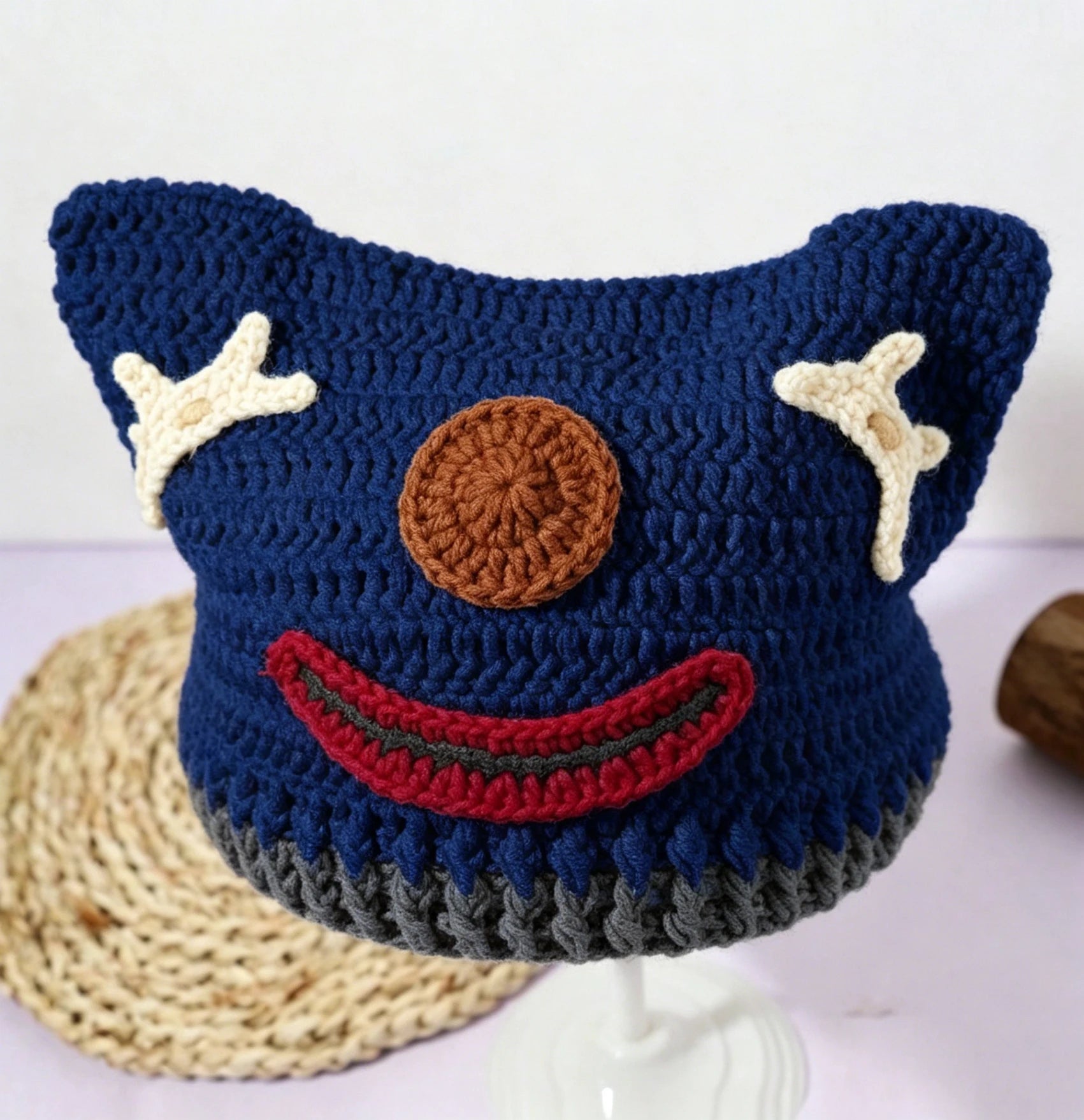 Knotwild handmade crochet clown knit yarn hat for party