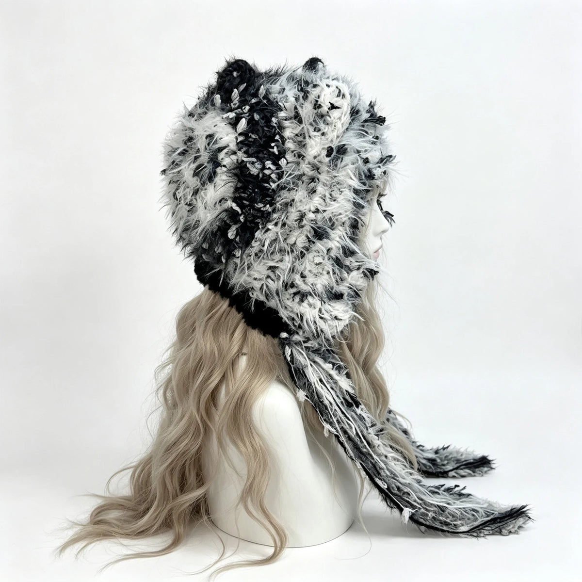 Knotwild Black Grey Color-Block Cat Ear Hood – view 5