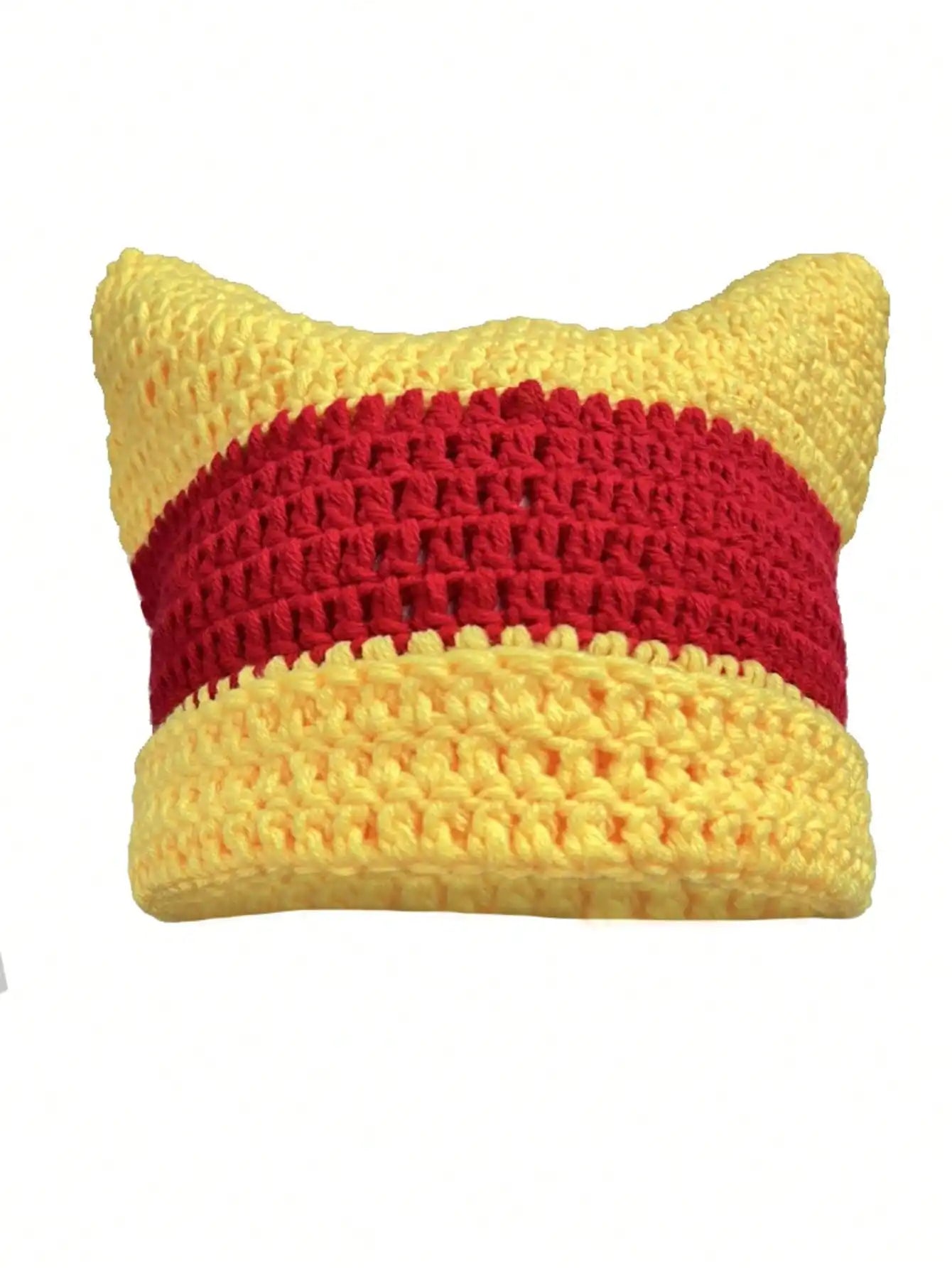 Knotwild warm cat ear striped punk Y2K crochet bucket hat