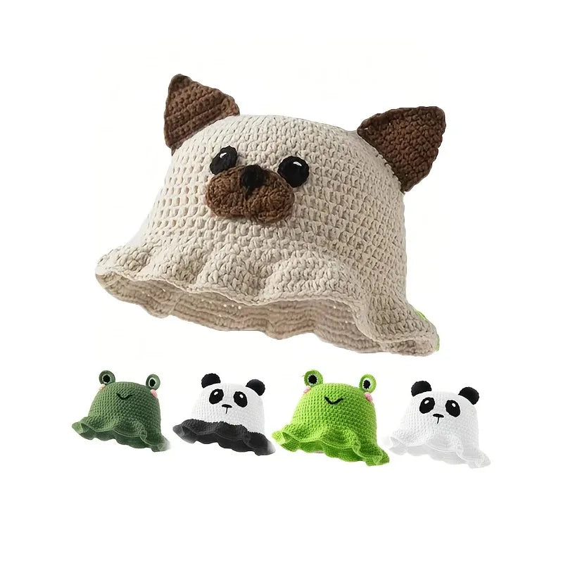 Knotwild neutral crochet cartoon animal ear fisherman hat