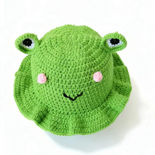 Knotwild cartoon frog hand-crocheted knit fisherman hat