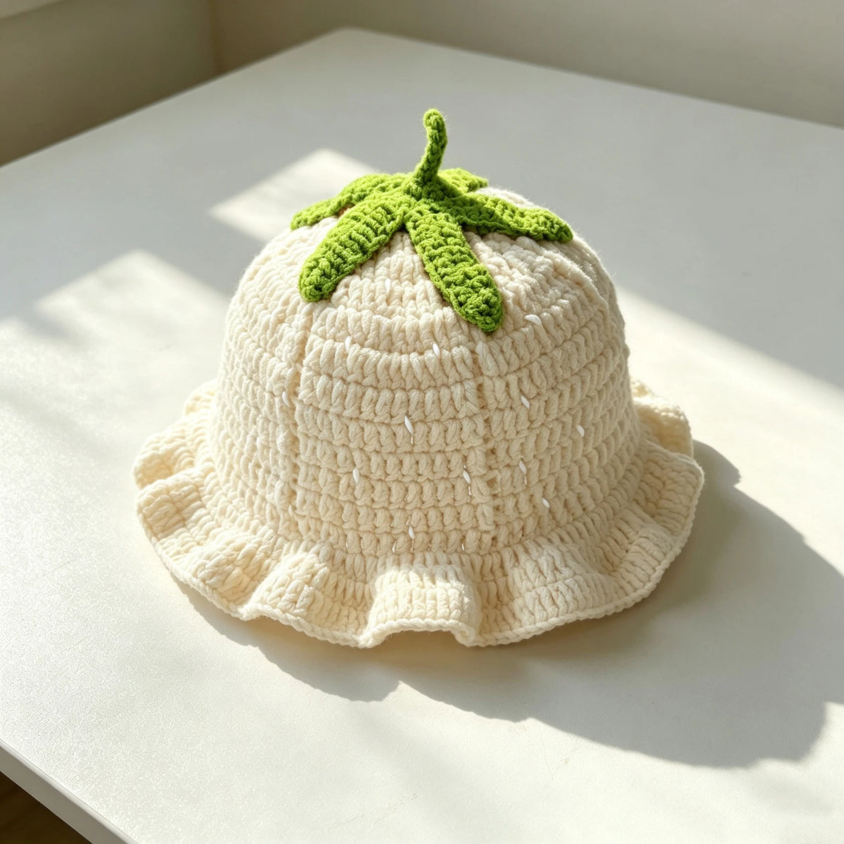 Knotwild cute strawberry crochet ruffle sun bucket hat