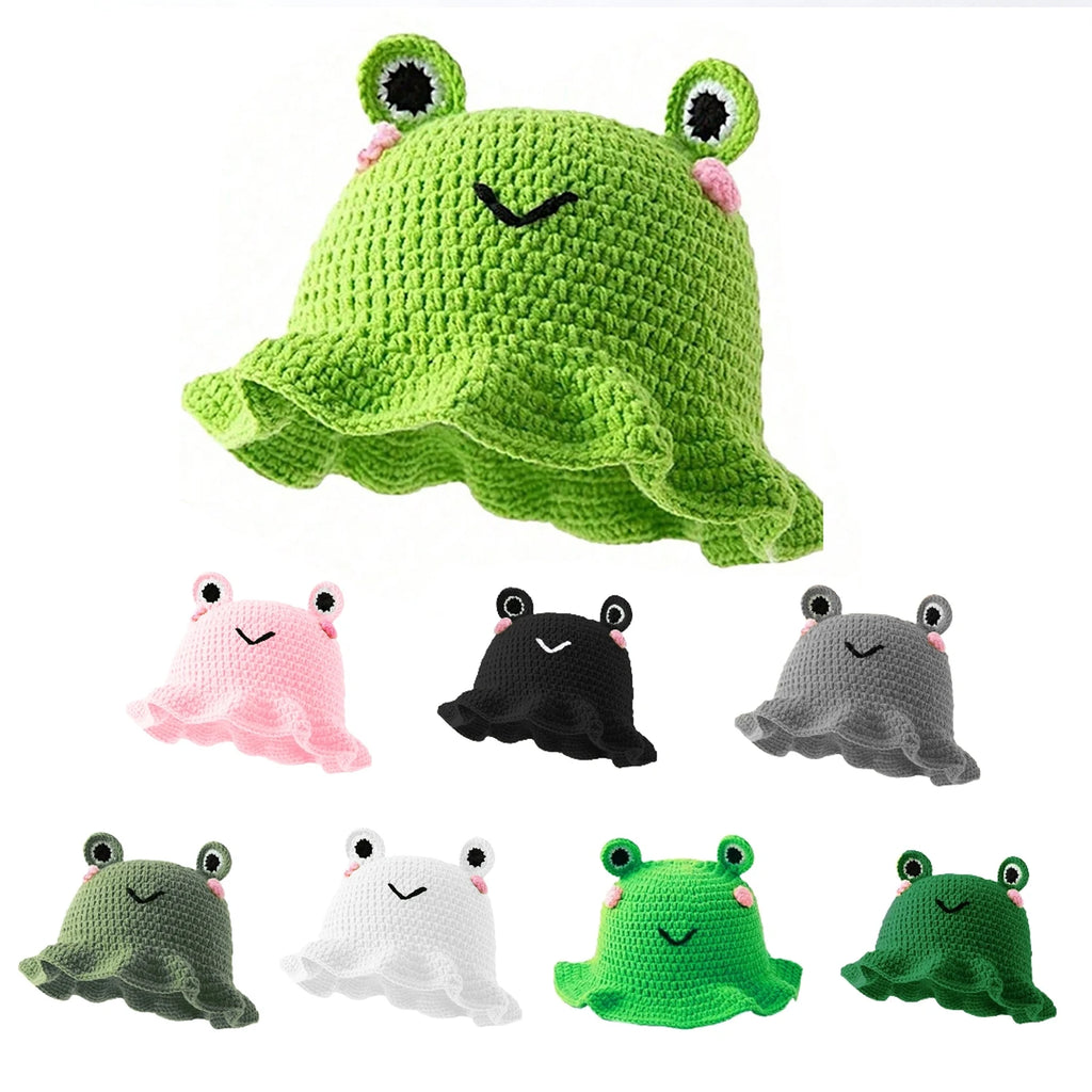 Knotwild cartoon frog hand-crocheted knit fisherman hat
