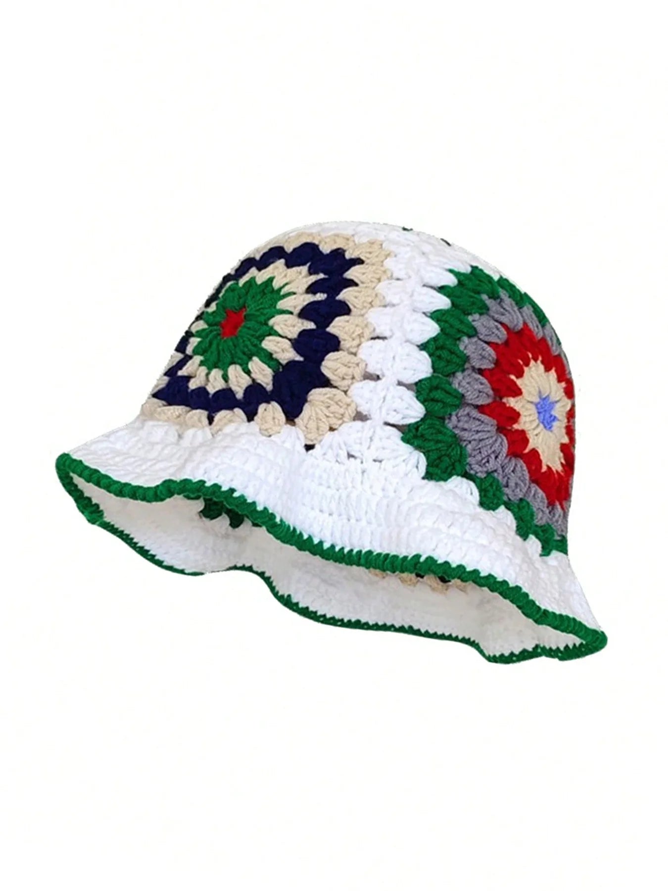 Knotwild handmade crochet flower patchwork Y2K bucket hat