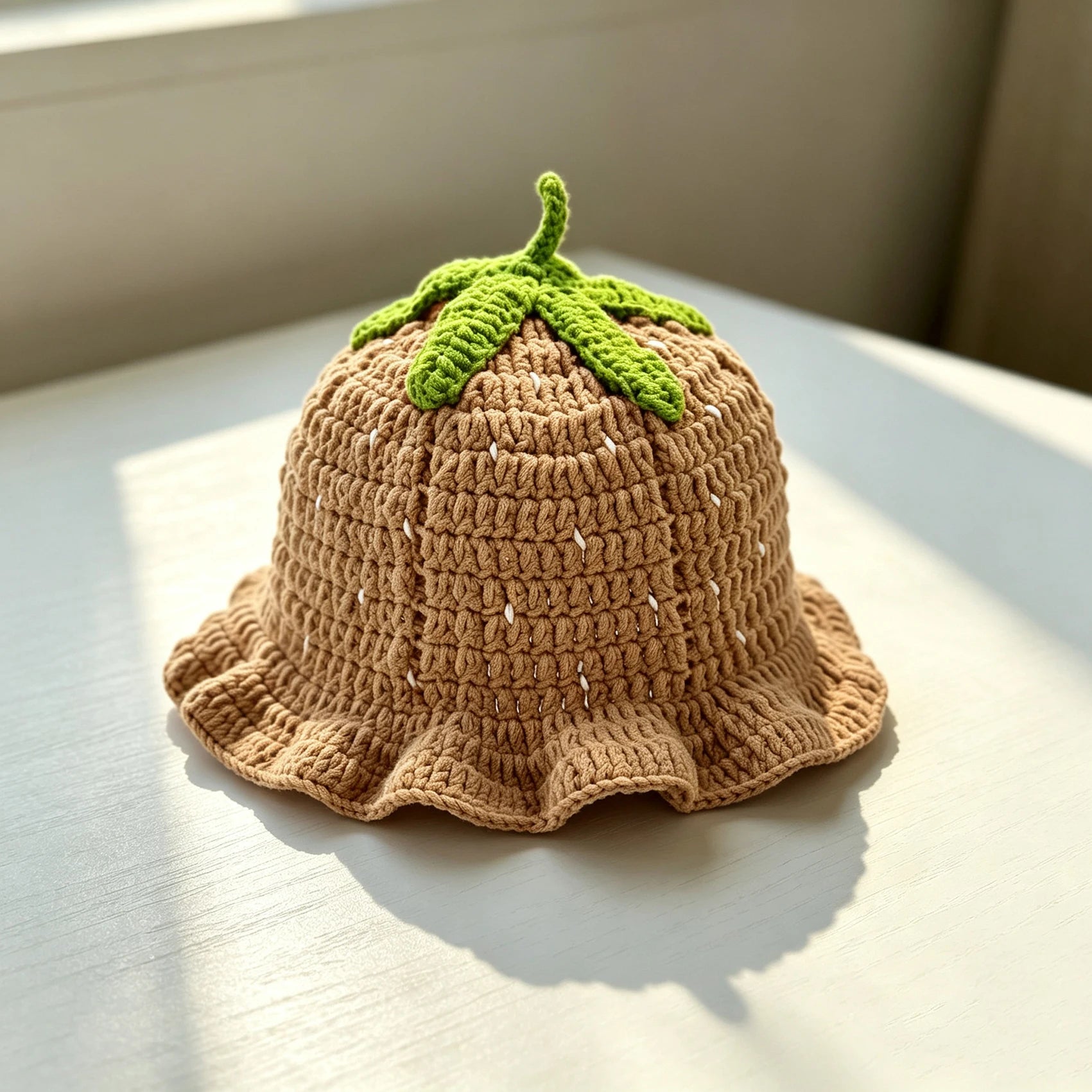 Knotwild cute strawberry crochet ruffle sun bucket hat