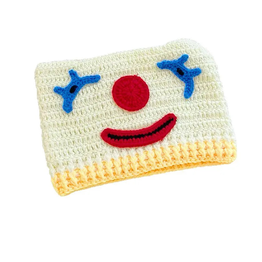 Knotwild white handmade crochet clown cat ear beanie