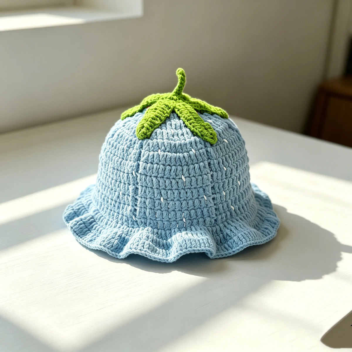 Knotwild cute strawberry crochet ruffle sun bucket hat