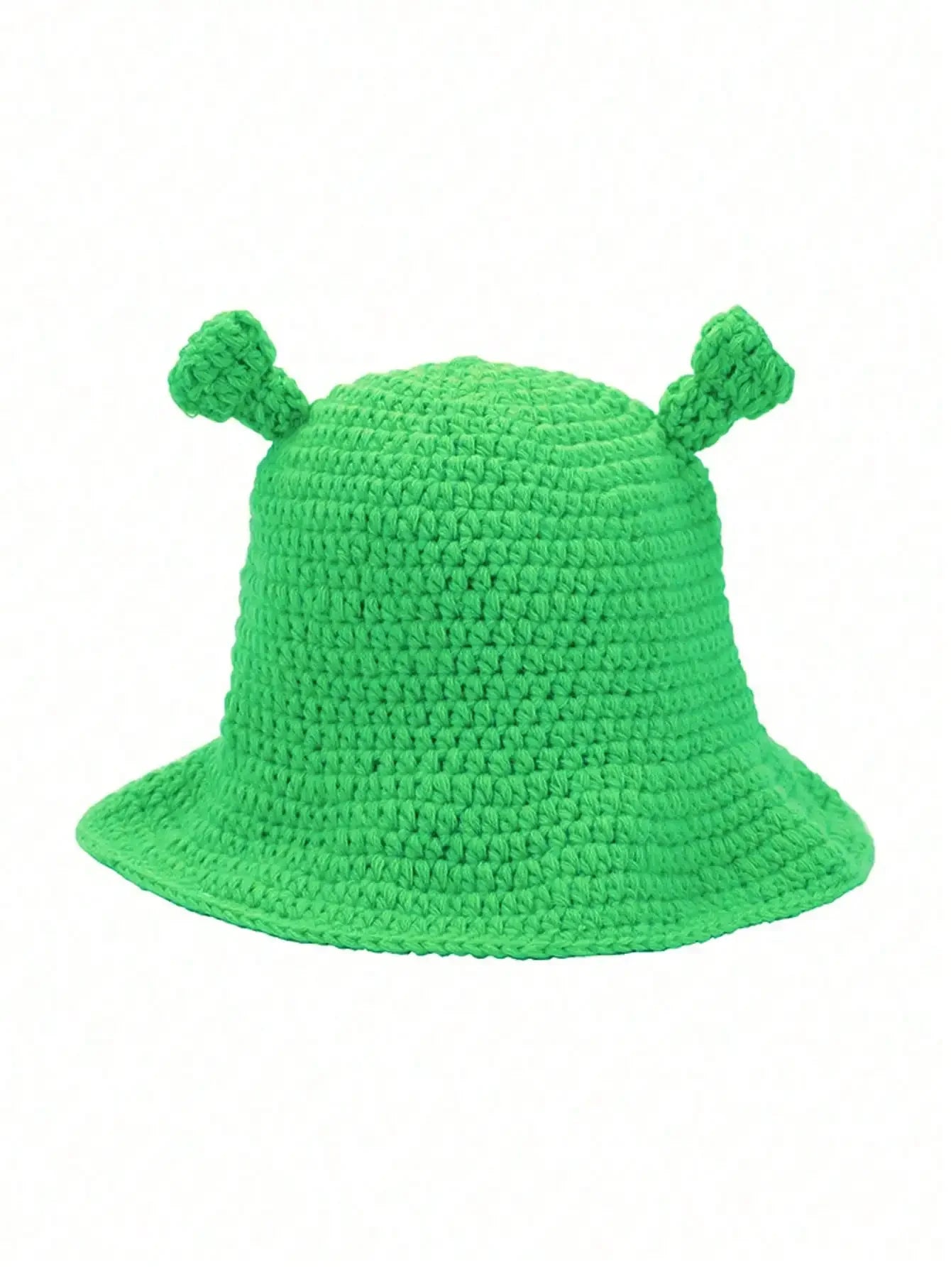 Knotwild hand-crocheted green-eared monster balaclava hat