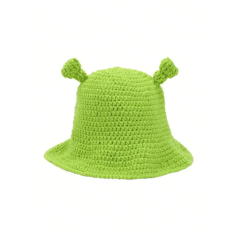 Knotwild hand-crocheted green-eared monster balaclava hat