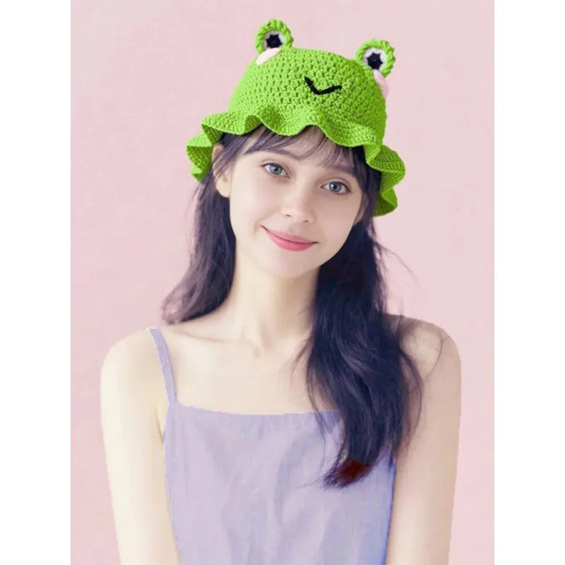 Knotwild neutral crochet cartoon animal ear fisherman hat