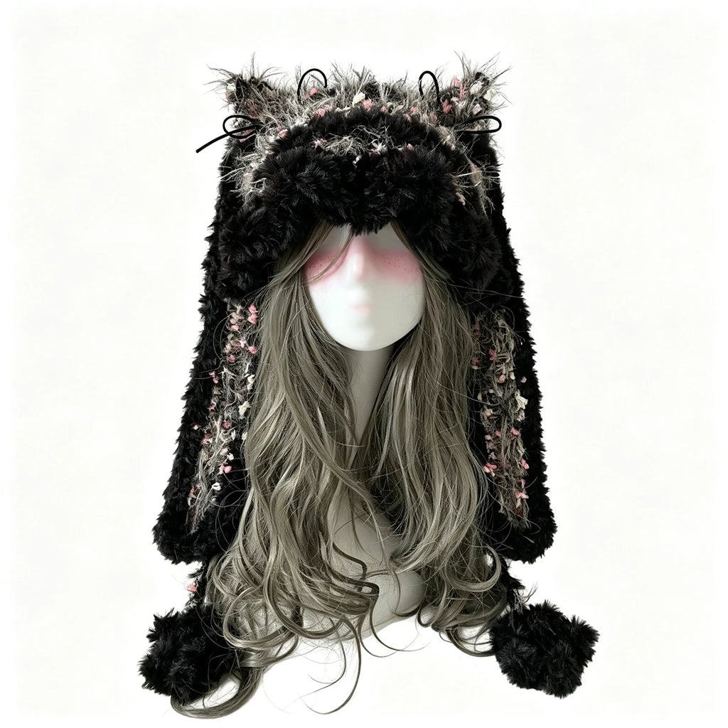 Knotwild Black Floral Bunny Ear Hat