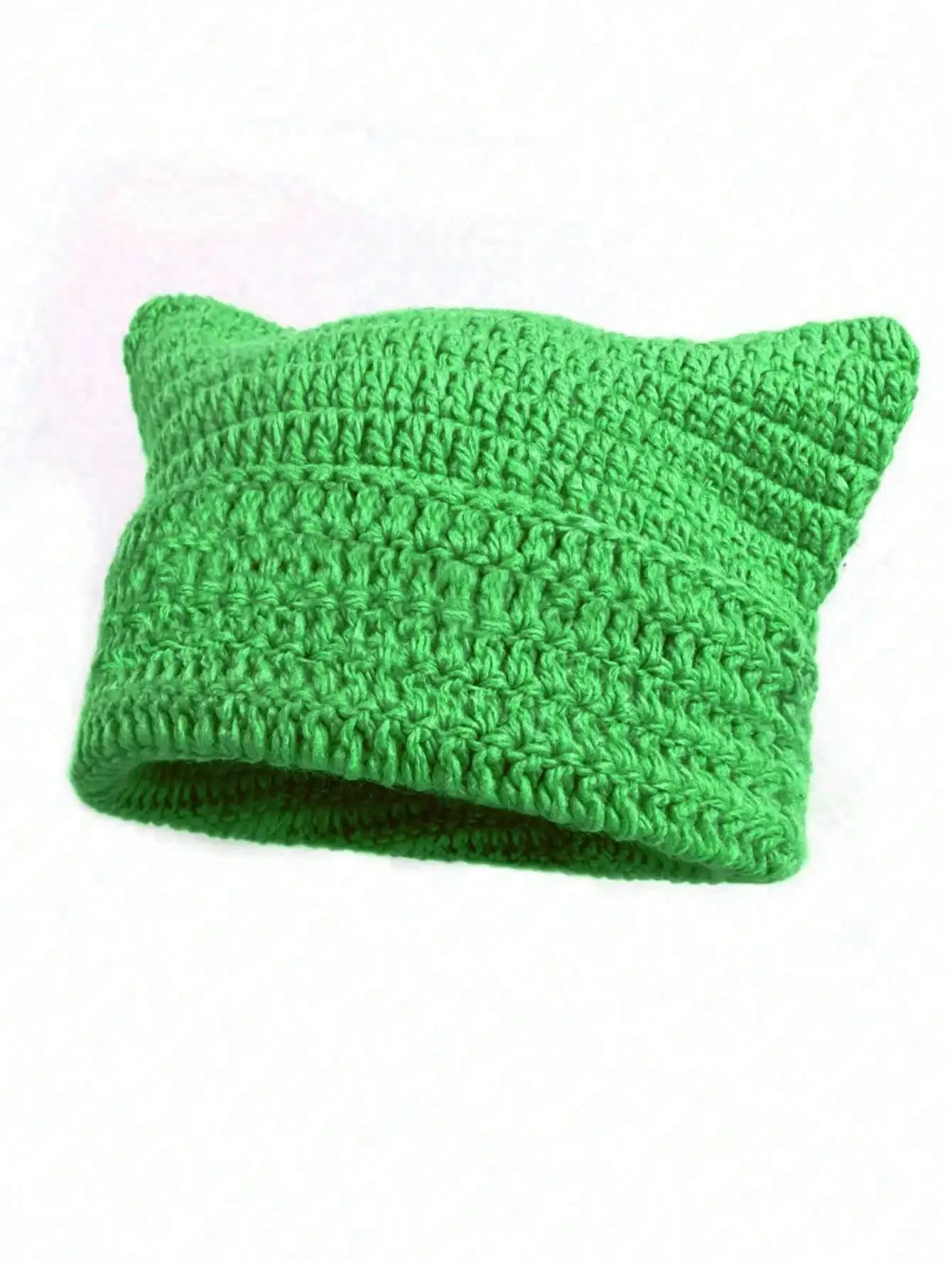 Knotwild warm cat ear striped punk Y2K crochet bucket hat