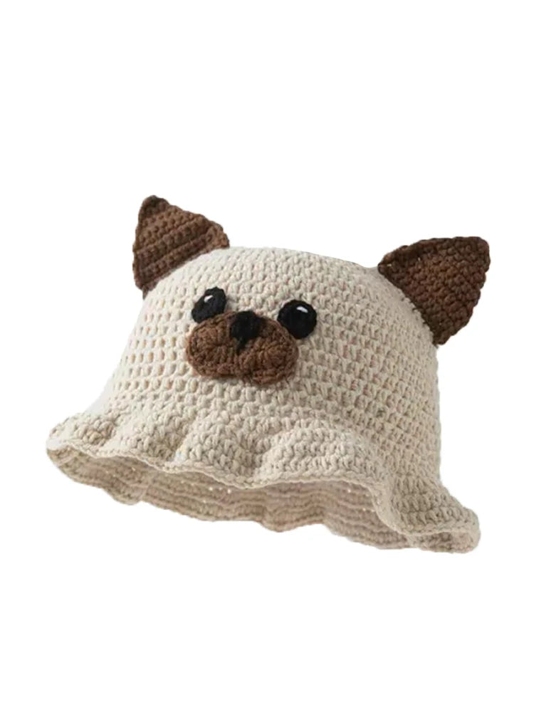 Knotwild neutral crochet cartoon animal ear fisherman hat