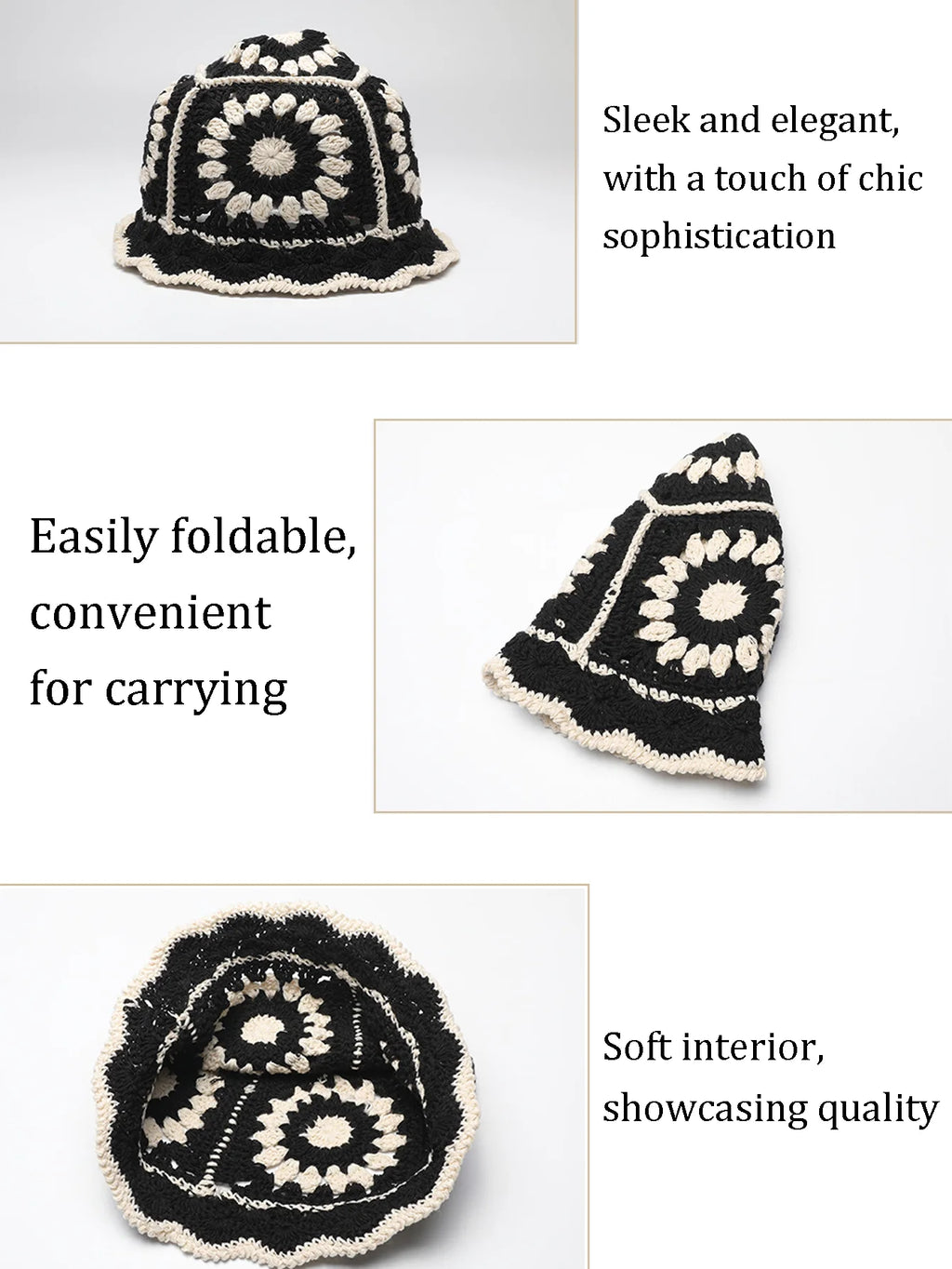 Knotwild handmade crochet flower patchwork Y2K bucket hat