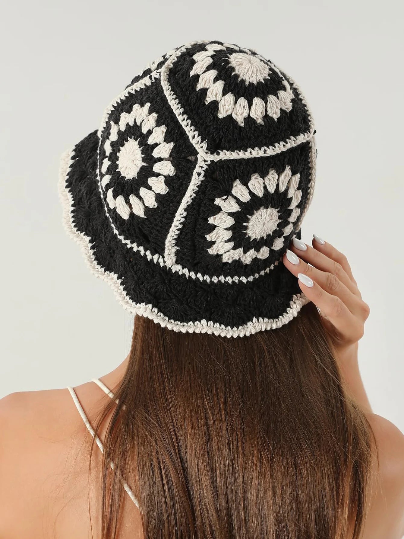 Knotwild handmade crochet flower patchwork Y2K bucket hat
