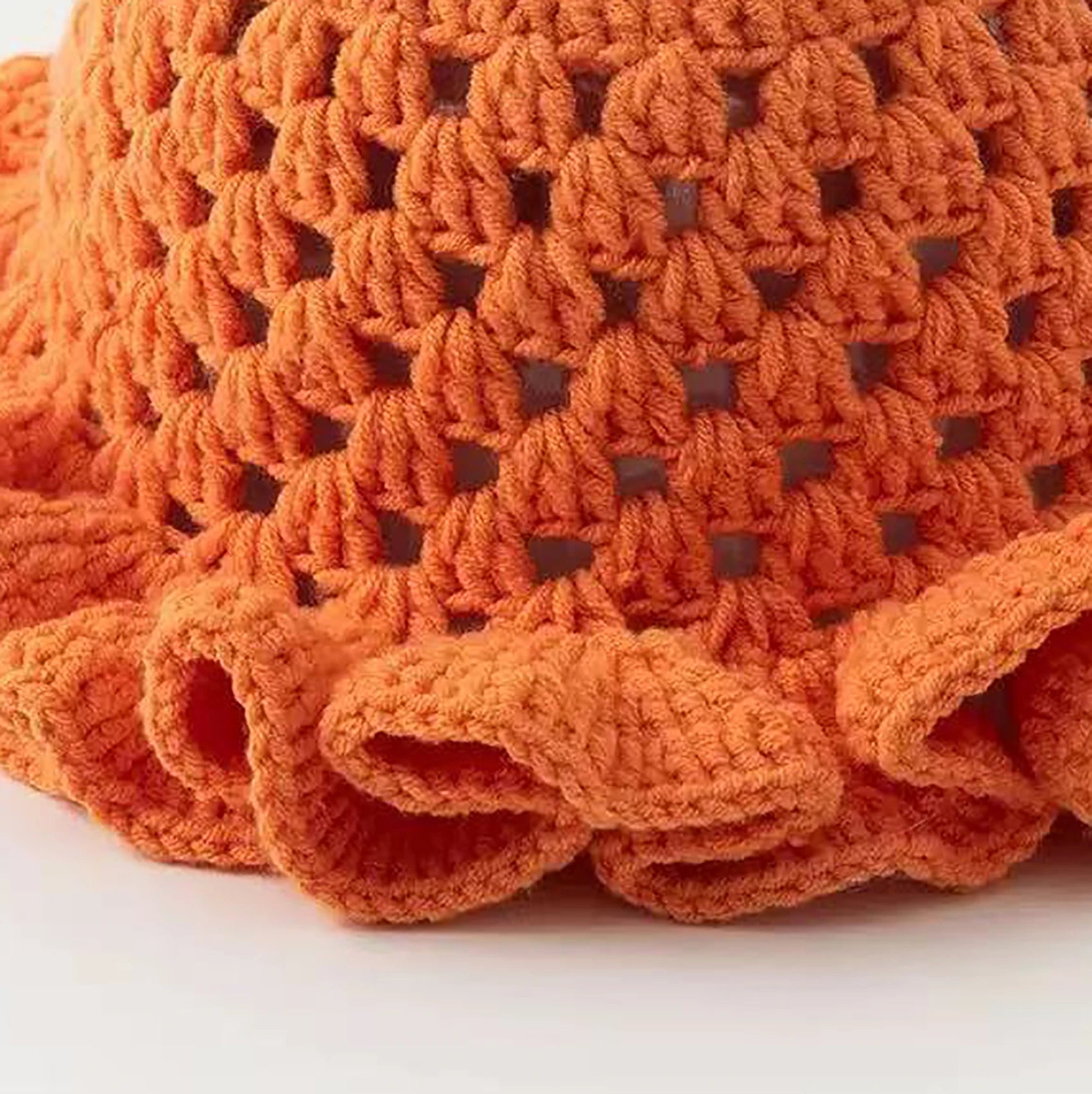 Knotwild ruffle solid-color bohemian hollow-out crochet dome hat