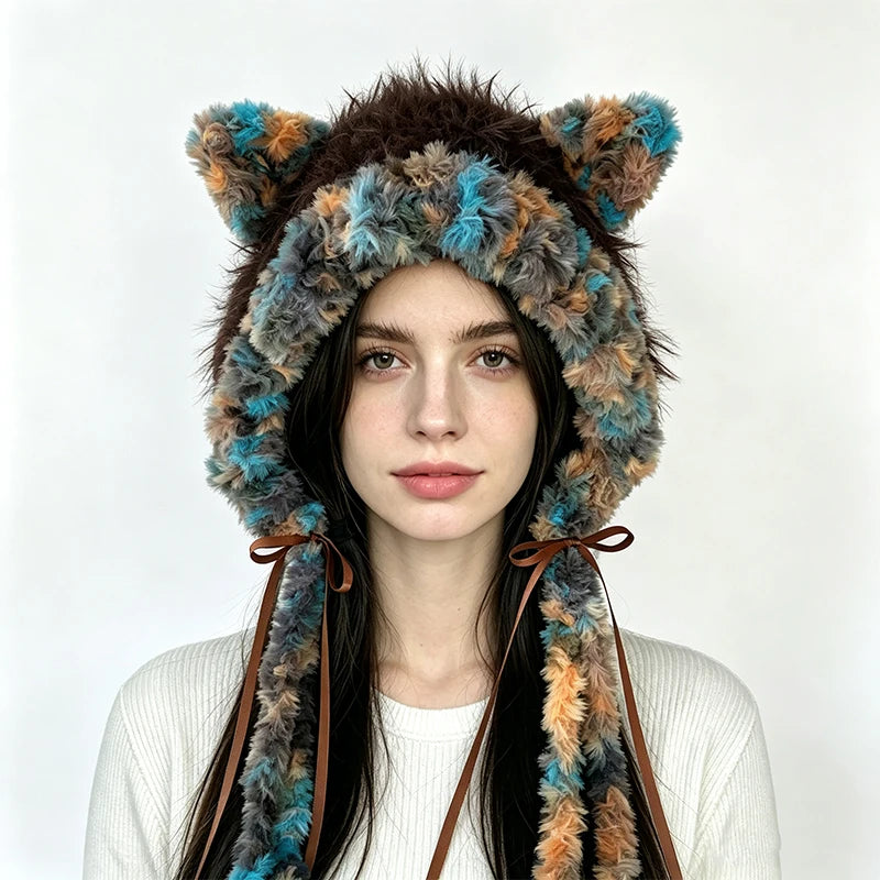 Knotwild Mottled Brown Cat Ear Hood – view 2