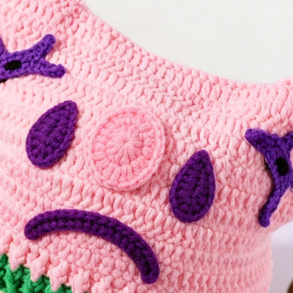 Knotwild pink handmade crochet clown knit beanie for women