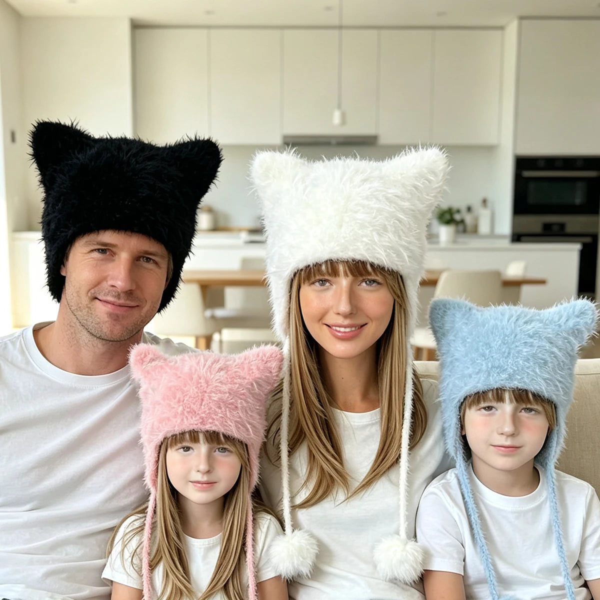 Crochet Cat Ear Beanie Men Soft Fuzzy Paw Custom Knitted Hat For Women Winter Warm Goth Y2K HipHop Halloween Cap Boys