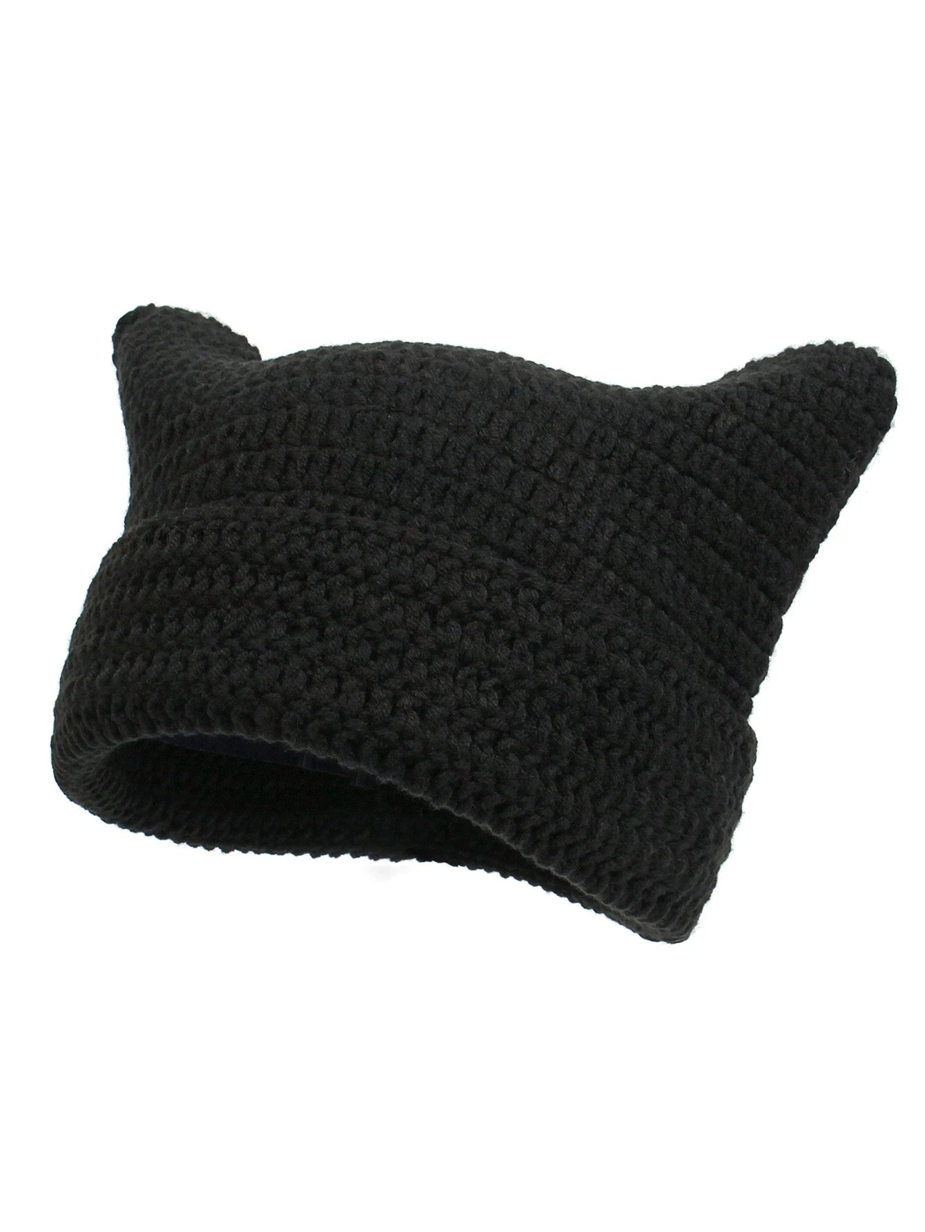 Knotwild warm cat ear striped punk Y2K crochet bucket hat