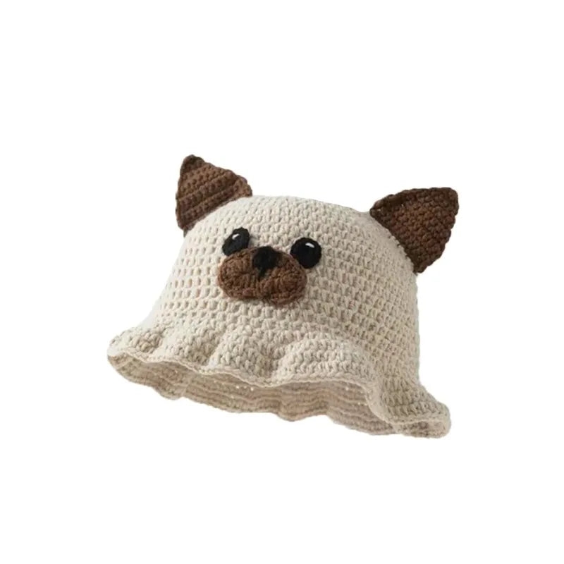 Knotwild neutral crochet cartoon animal ear fisherman hat