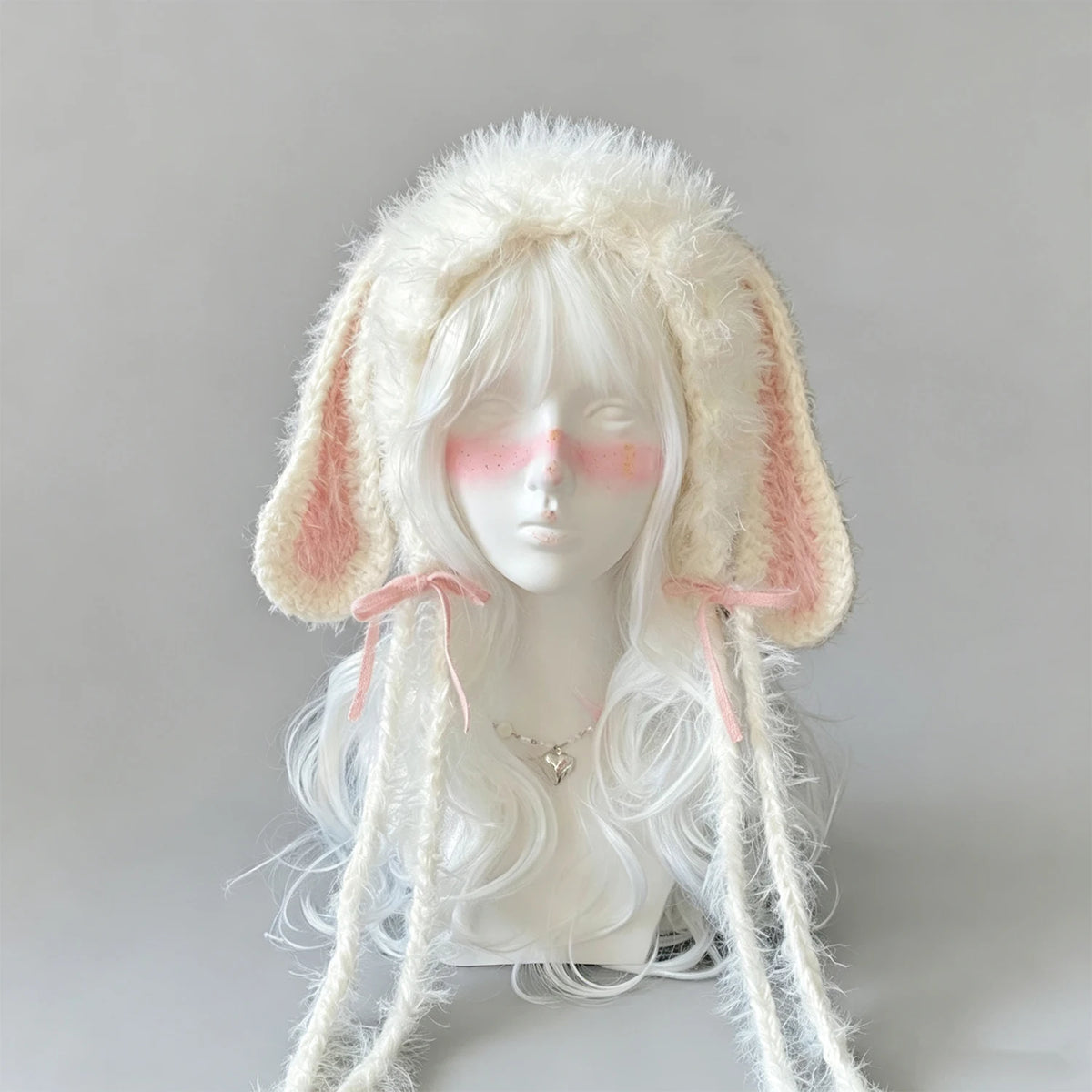 Knotwild White Pink Bunny Ear Hat