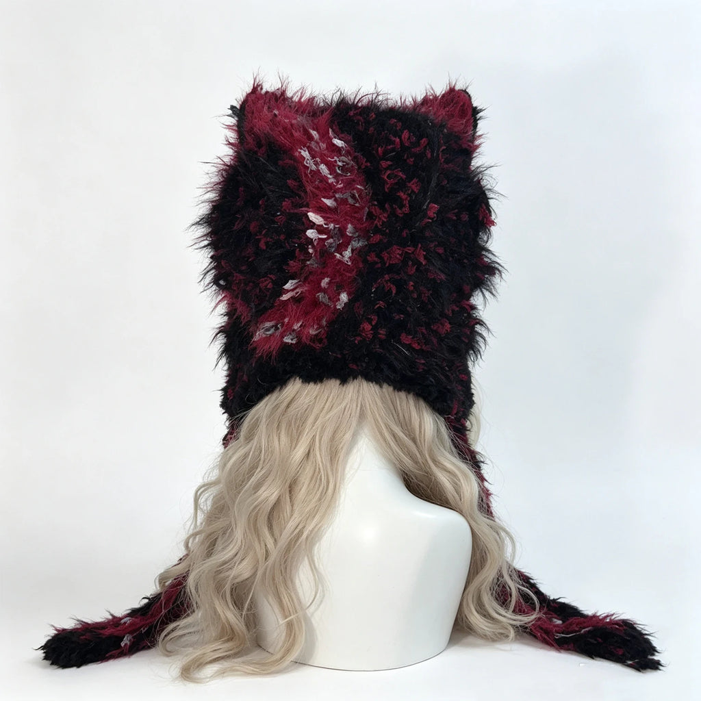 Knotwild Red Black Cat Ear Beanie – view 6