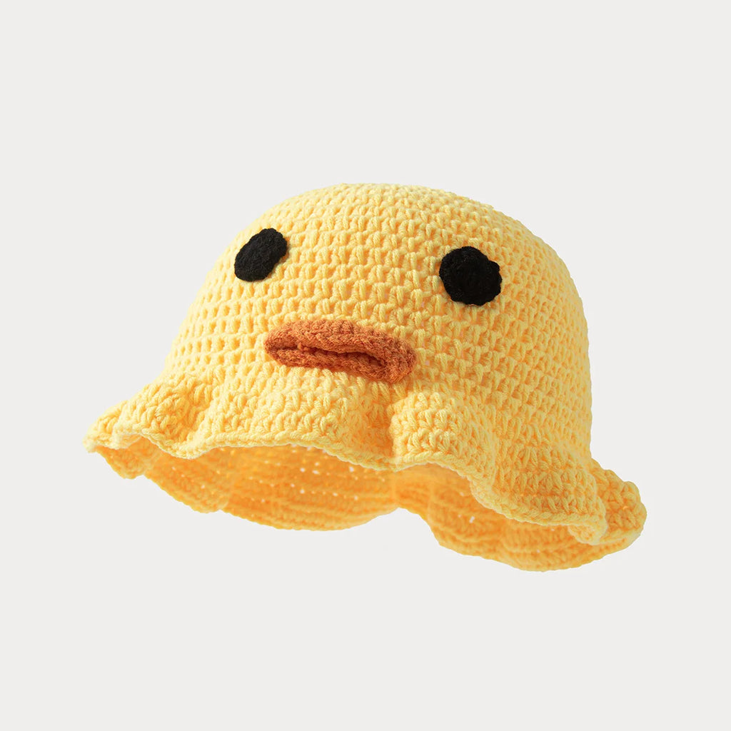 Knotwild handmade crochet duck bucket hat with ruffle brim