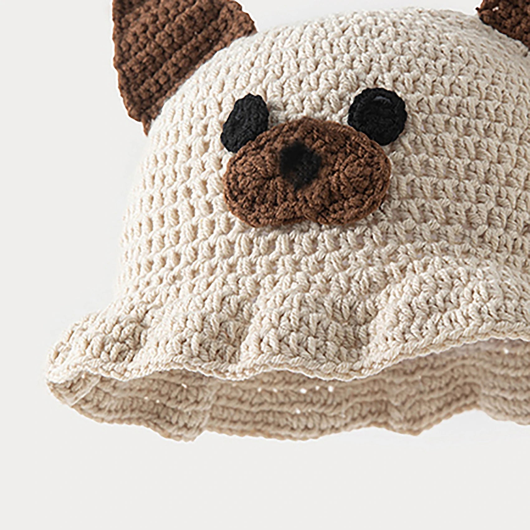 Knotwild handmade crochet dog bucket hat with ruffled brim