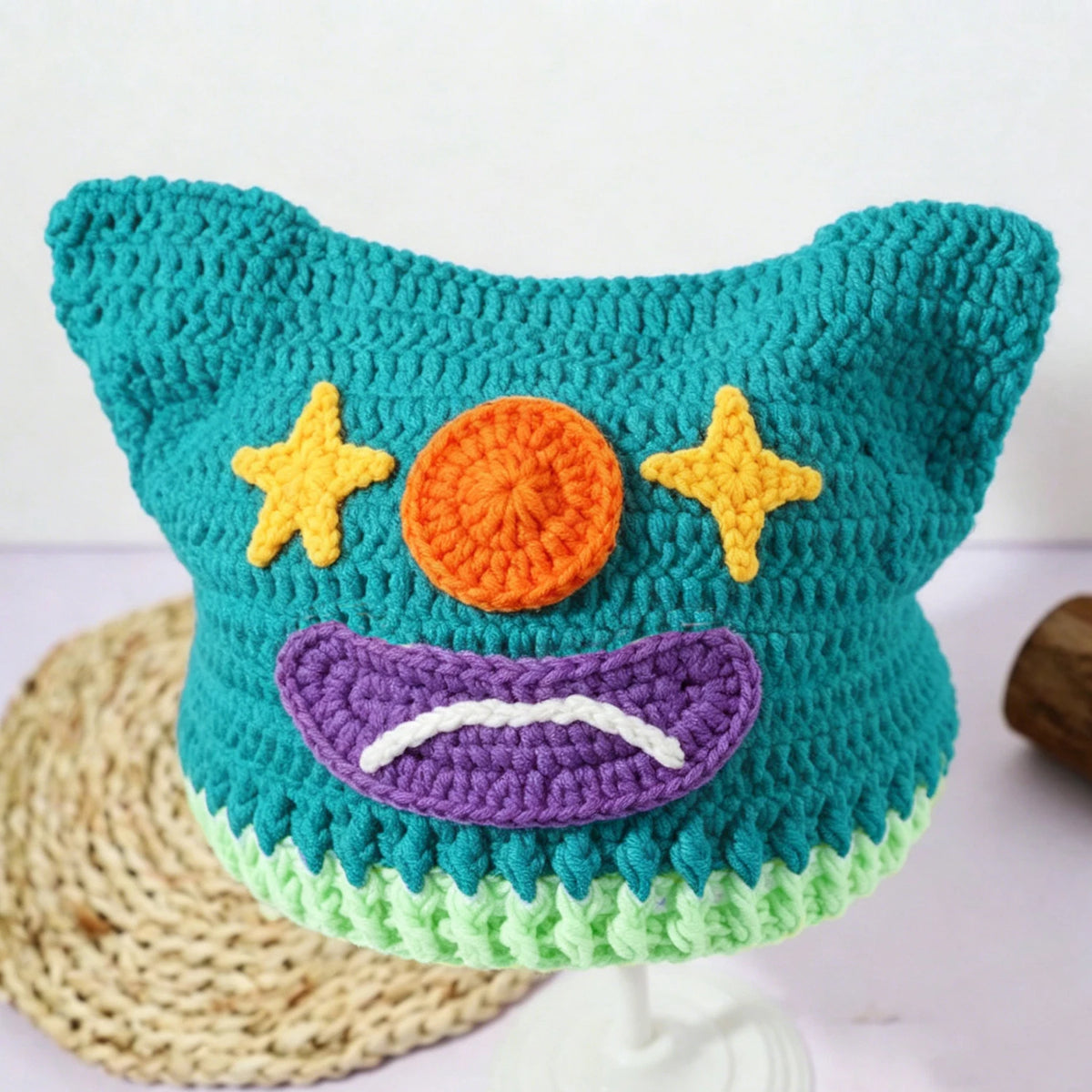 Knotwild handmade crochet clown knit yarn hat for party