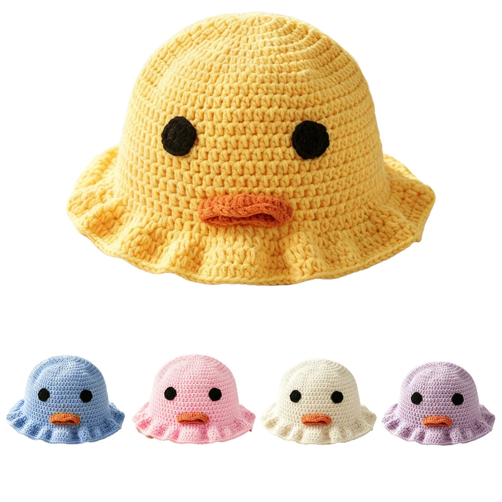 Knotwild handmade crochet duck bucket hat with ruffle brim