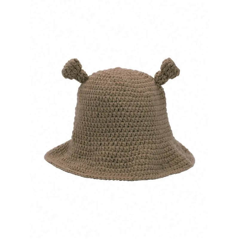 Knotwild hand-crocheted green-eared monster balaclava hat