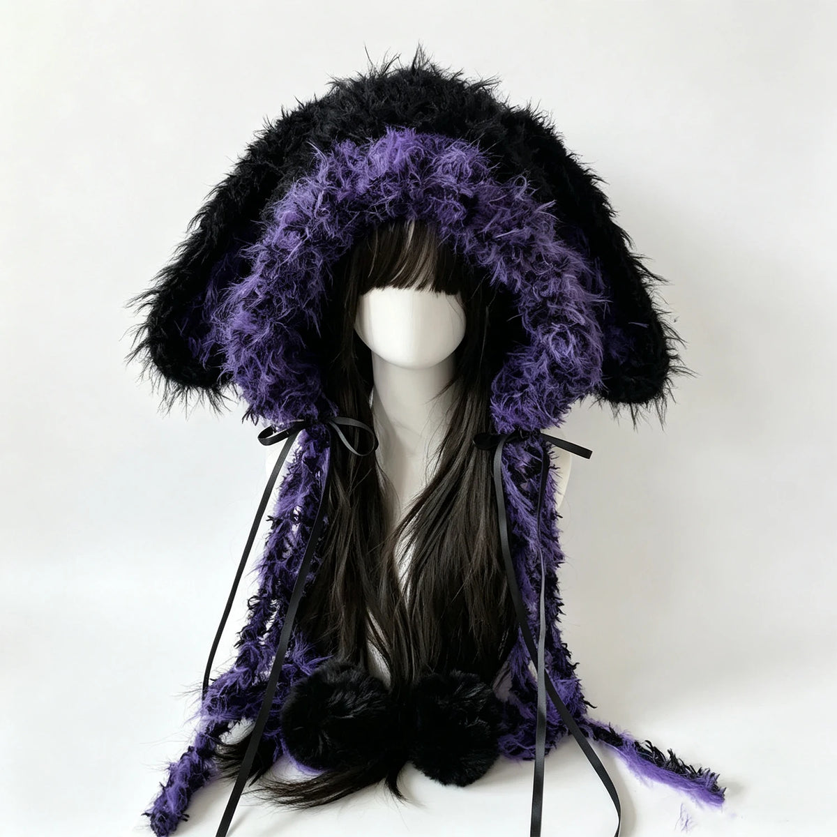 Knotwild Black Purple Bunny Ear Hood – view 2