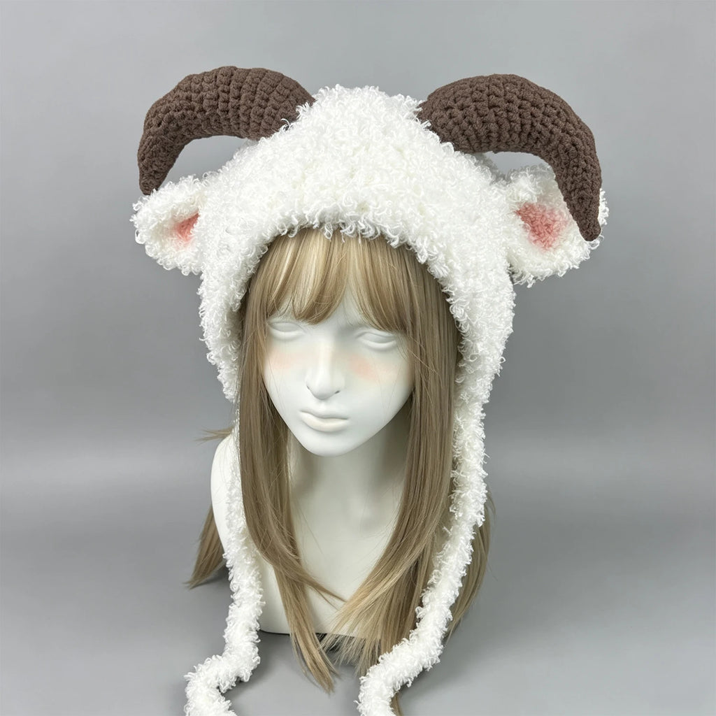 Knotwild White Pink Lamb Horn Hood – view 5