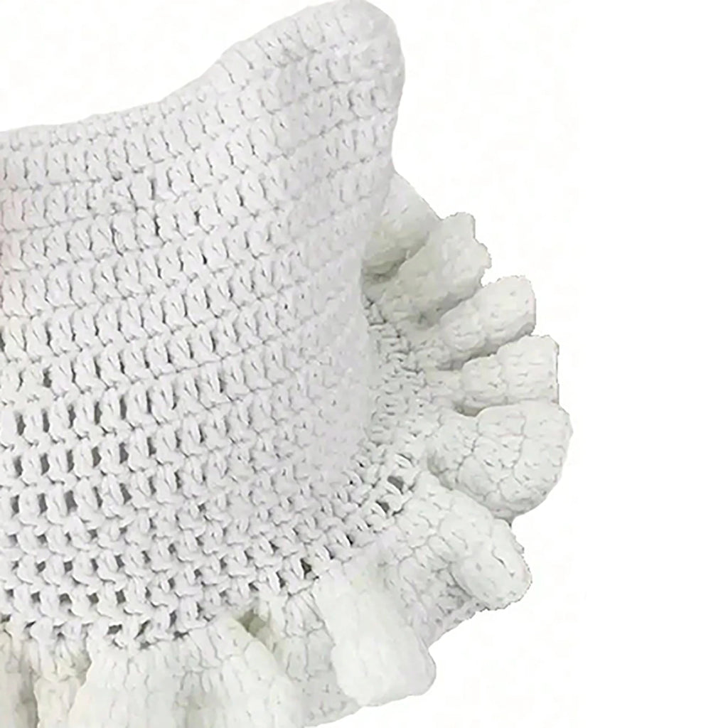 Knotwild crochet cat ear ruffle hat with pink bow for women