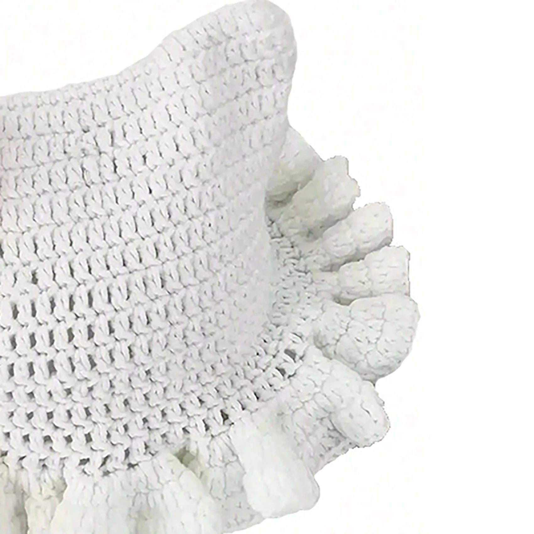 Knotwild crochet cat ear ruffle hat with pink bow for women