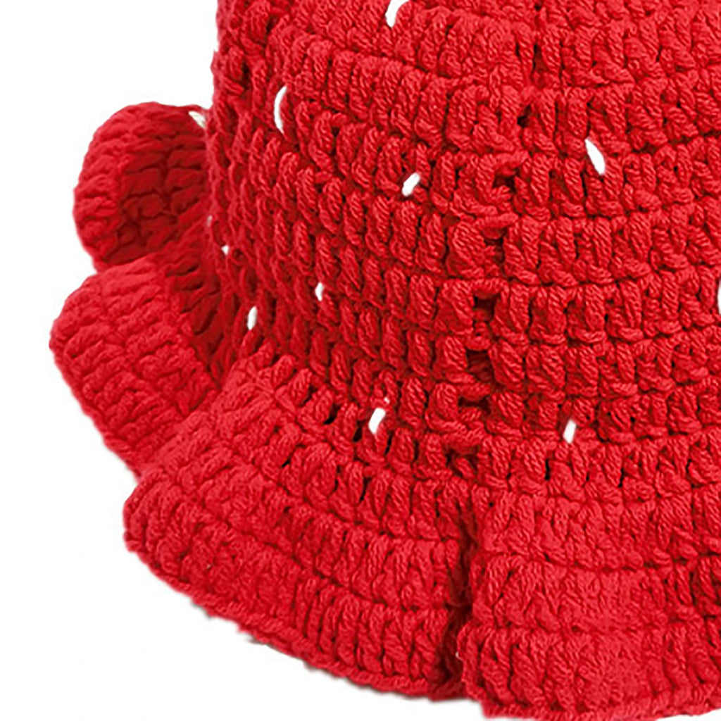 Knotwild cute strawberry crochet ruffle sun bucket hat