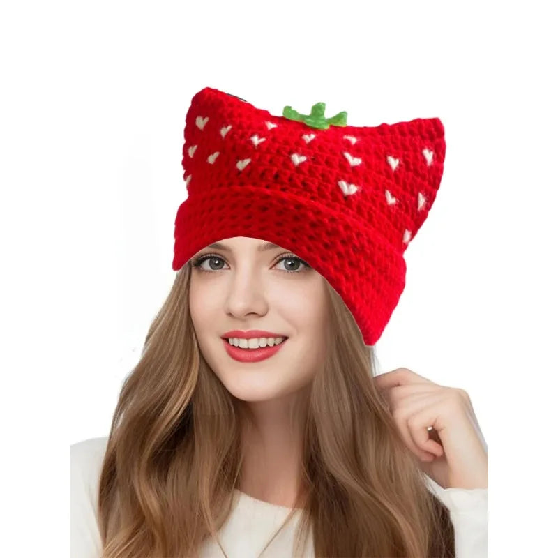 Knotwild red strawberry bohemian crochet fisherman hat