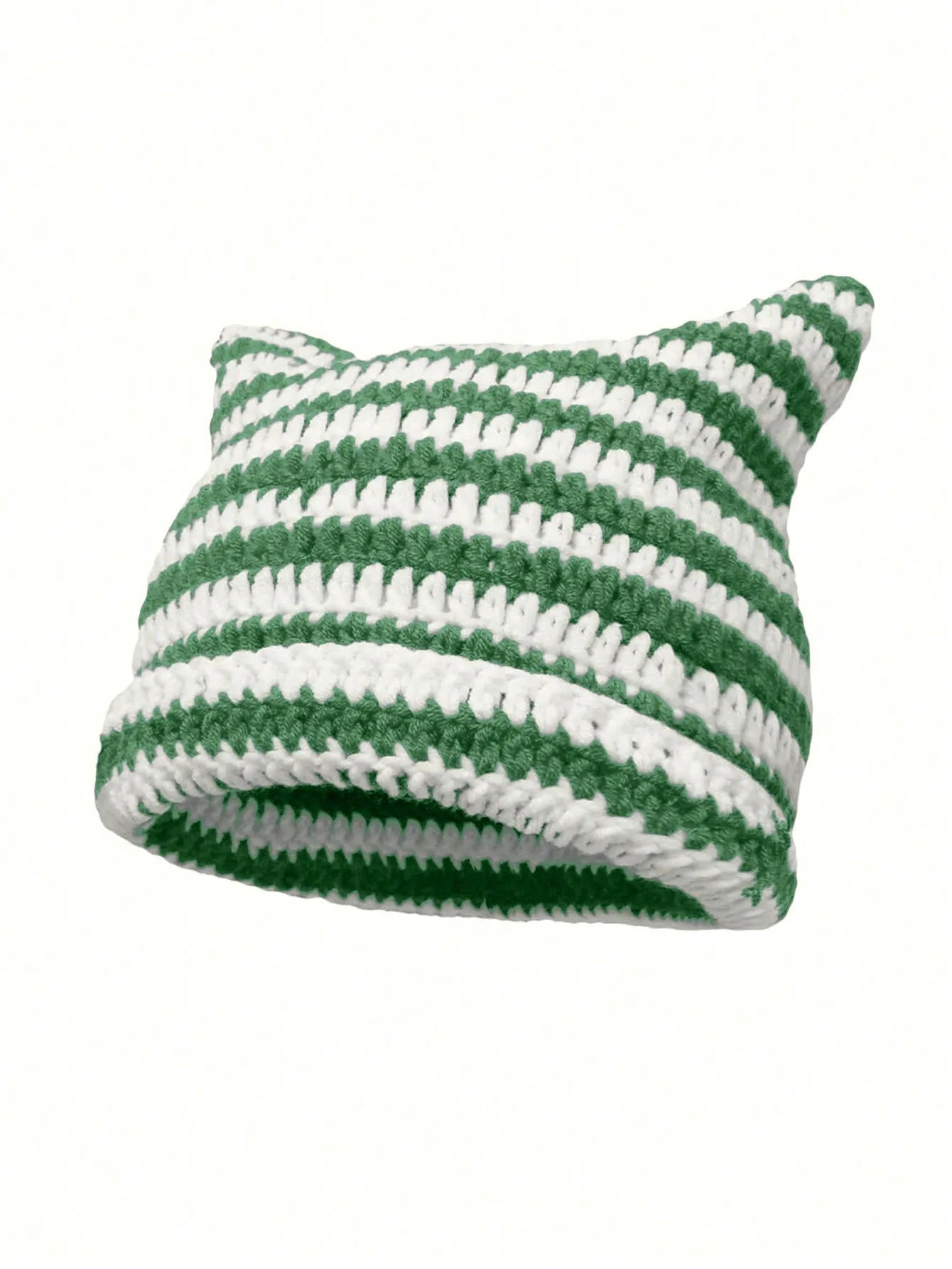 Knotwild warm cat ear striped punk Y2K crochet bucket hat