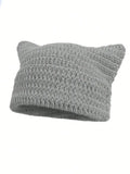 Knotwild warm cat ear striped punk Y2K crochet bucket hat