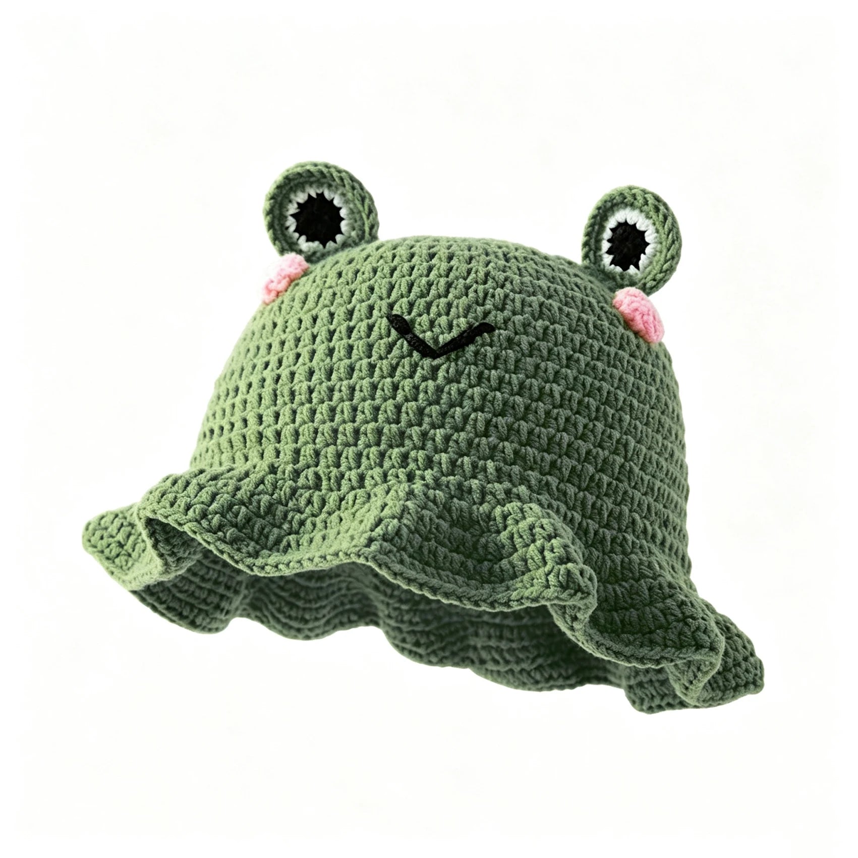 Knotwild cartoon frog hand-crocheted knit fisherman hat