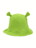Knotwild hand-crocheted green-eared monster balaclava hat