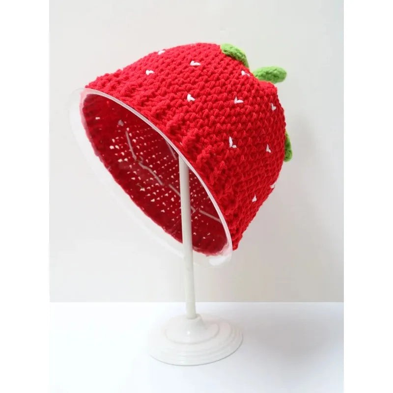 Knotwild red strawberry bohemian crochet fisherman hat