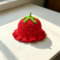 Knotwild cute strawberry crochet ruffle sun bucket hat