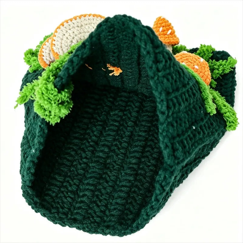 Handmade Colorful Cat Ear Hat Women Winter Custom Crochet Mushroom Decor Knitted Beanie Men Warm Funny Casual Cosplay Caps Girls