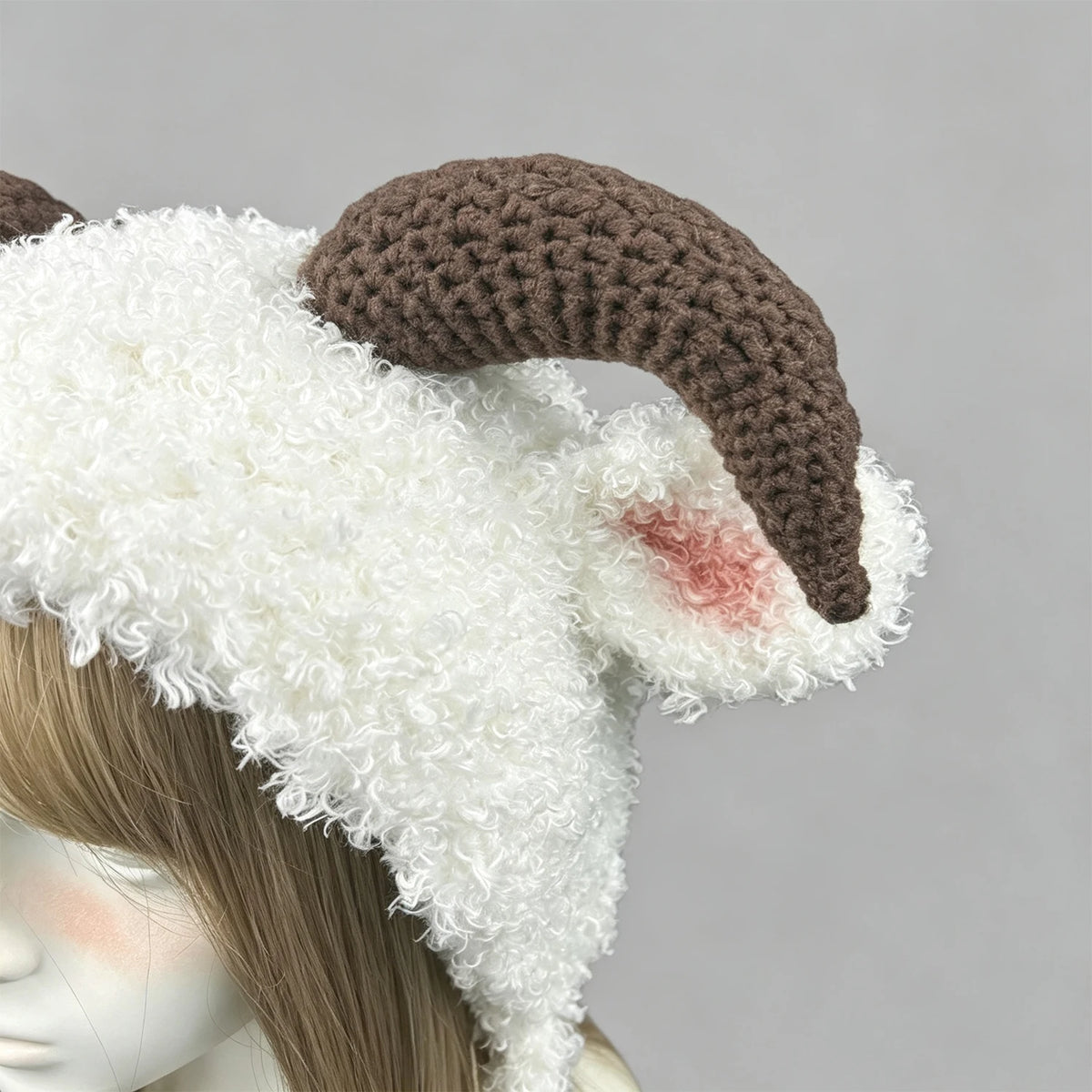 Knotwild White Pink Lamb Horn Hood – view 6