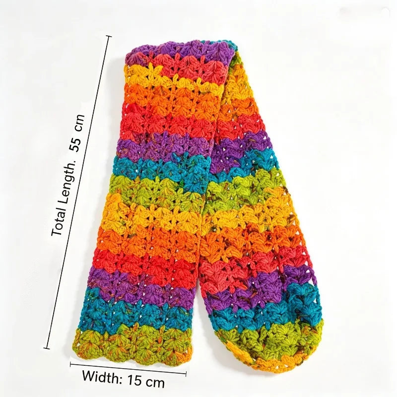 Handmade Colorful Striped Elf Set or Single Hat Scarf Women Custom Crochet Star Knit Ruffled Beanie Bag Men Cosplay Kawaii Caps
